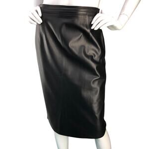 Fendissime Fendi Womens Size 44 US L Skirt Leather Midi Pencil Rear Zip Vintage